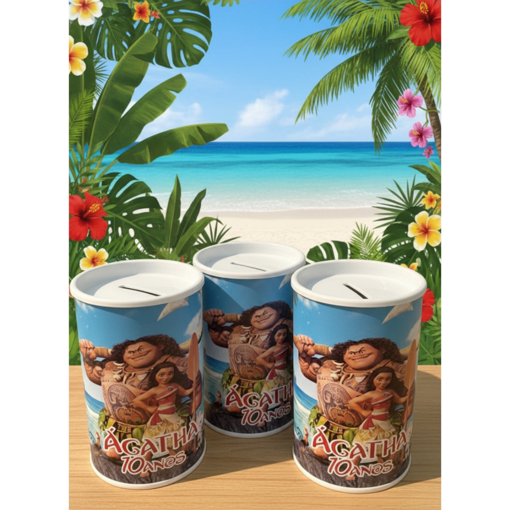 Cofrinho Personalizado +laço + embalagem l MOANA |  Lembrancinha Festa Infantil | FAZEMOS TODOS OS TEMAS
