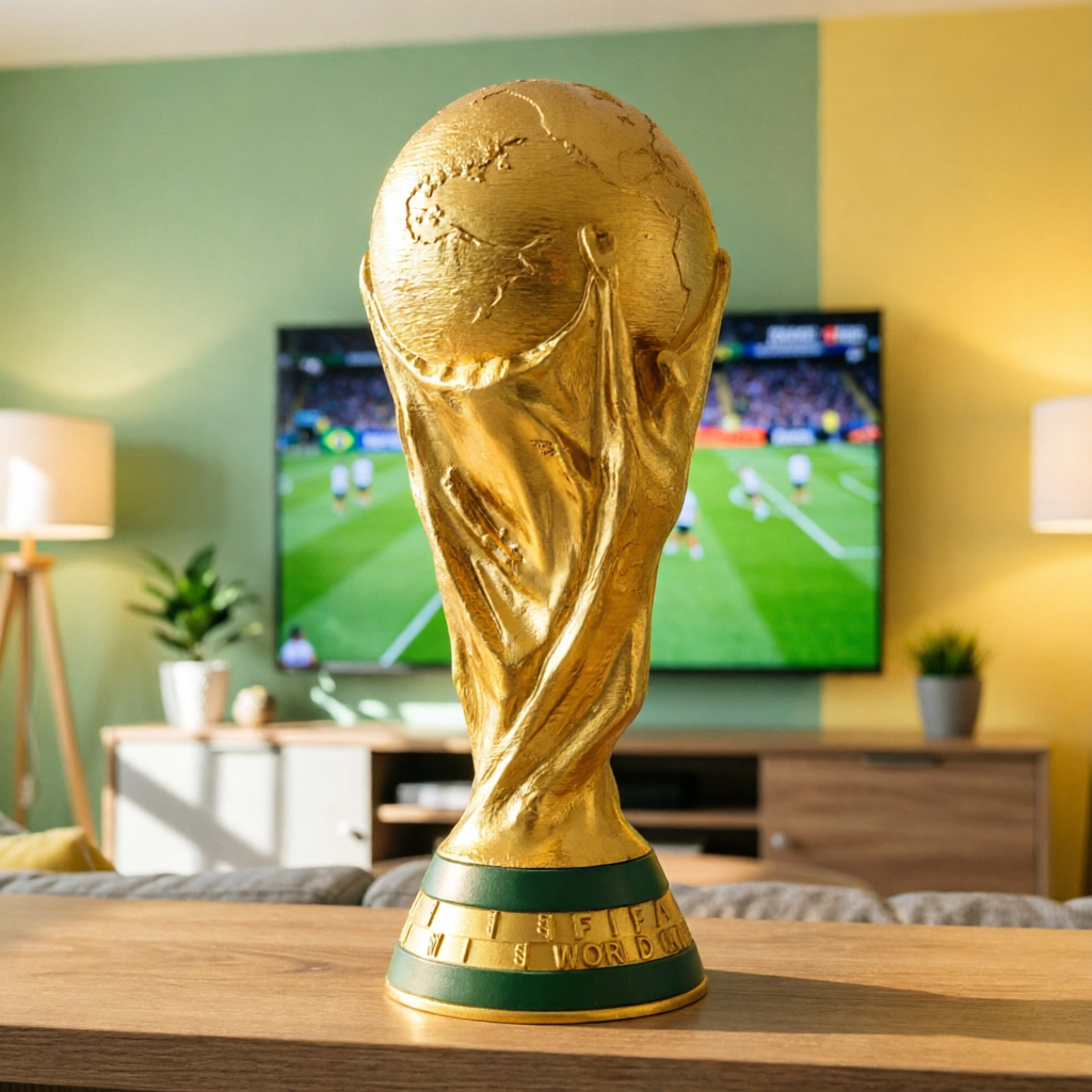Taça Copa Do Mundo 2026 23cm Decorativa Dourada Presente Futebol Colecionável