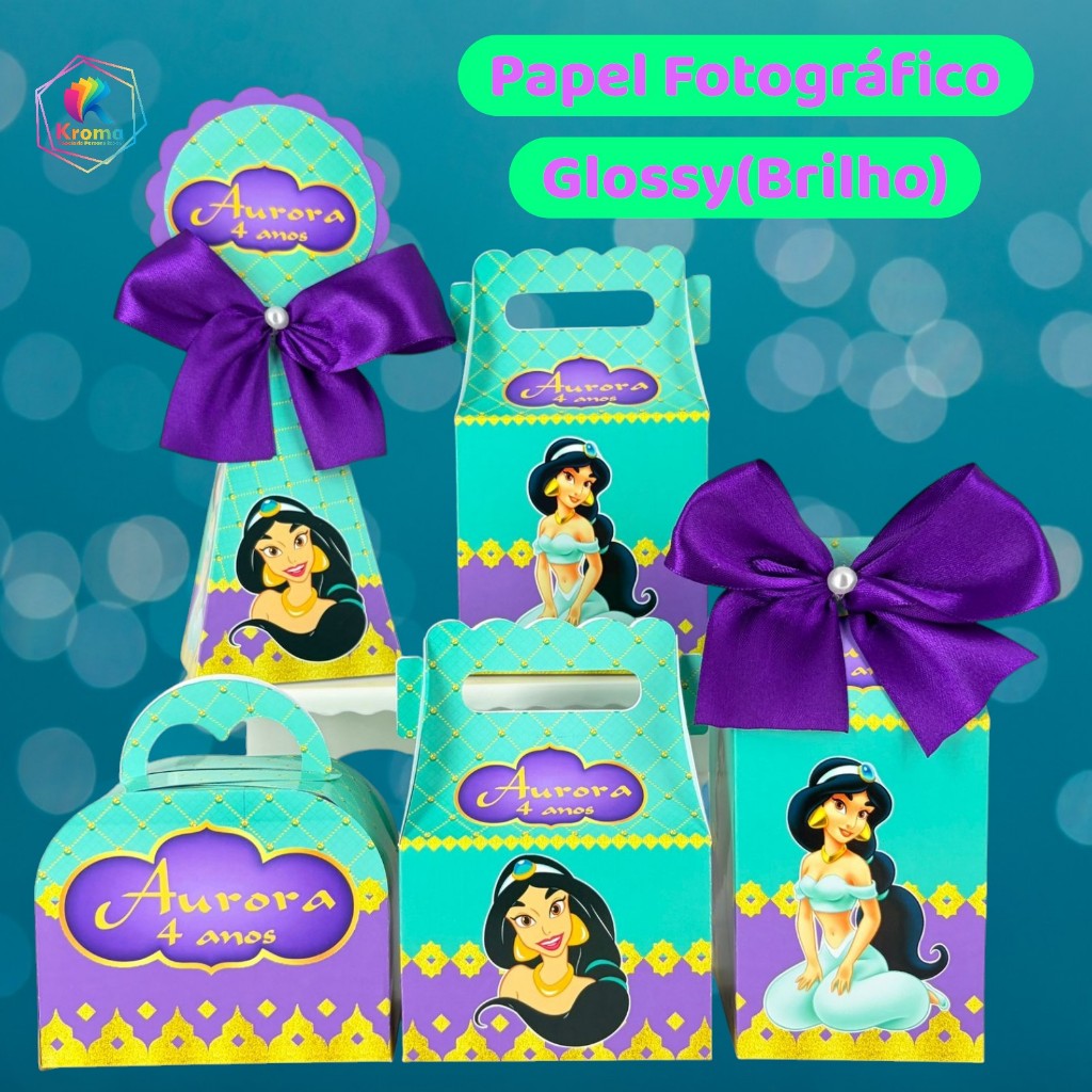 PEGUE E MONTE - Kit festa personalizada PRINCESA JASMINE Caixinhas Lembrancinhas para festa de aniversário