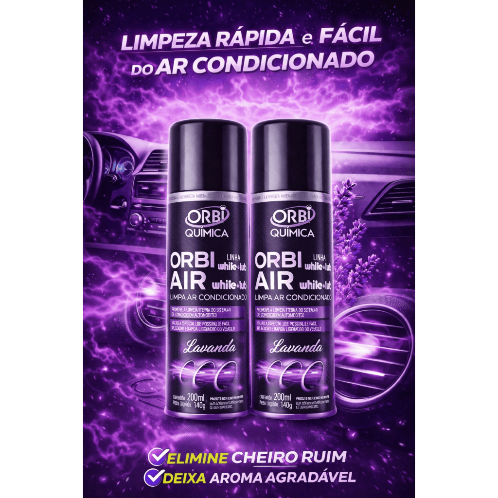 Limpa Ar Condicionado Automotivo Spray Higienizador Antibacteriano Orbi Air lavanda Kit 2 em Oferta na Shopee