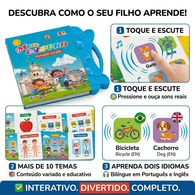 Livro Sonoro Interativo Infantil em Português e Inglês — foto 7