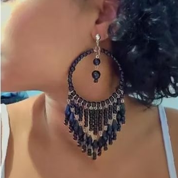 Maxi Brinco Feminino com Franja e Miçangas - Sofisticação e Cor para Um Estilo Boho