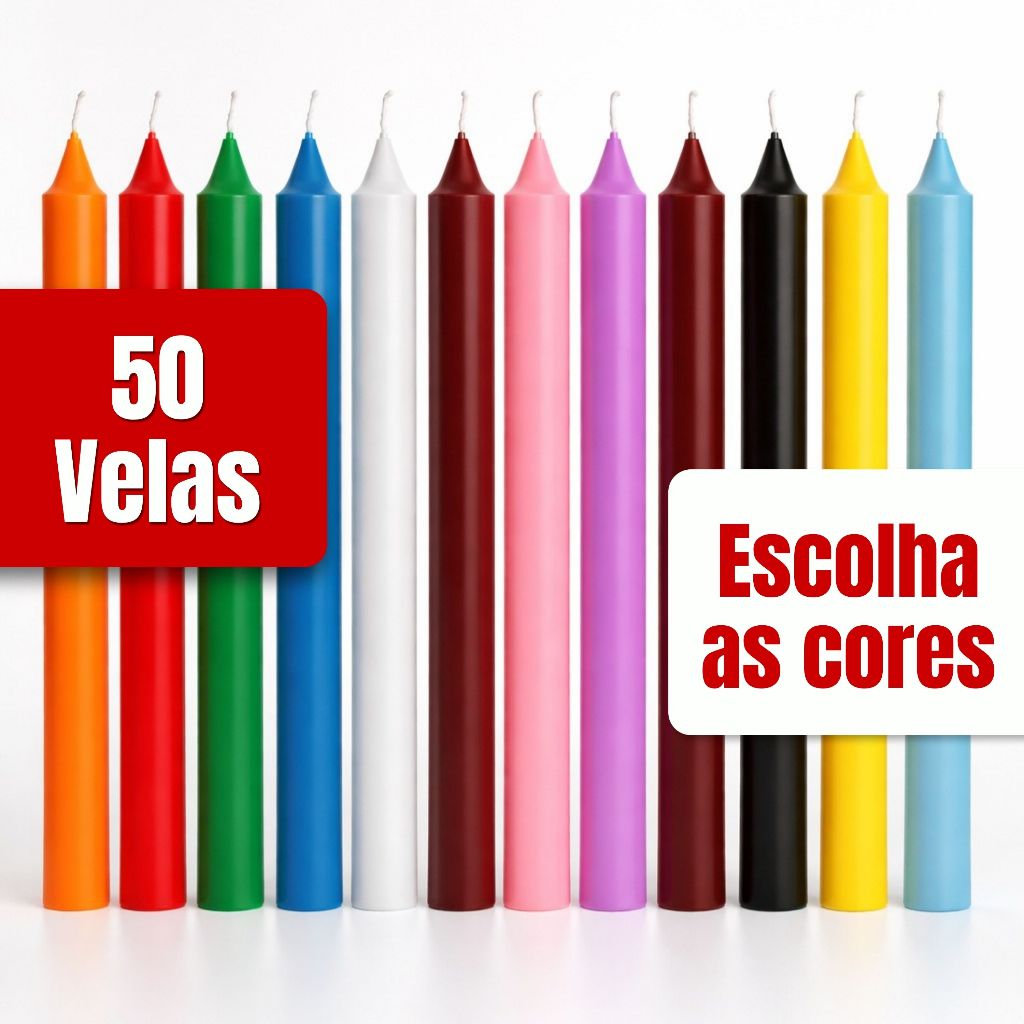 Kit 50 Velas Coloridas 16 cm