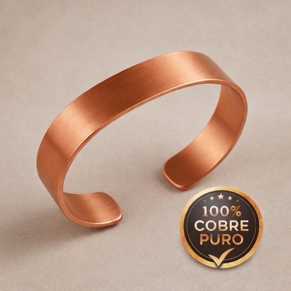 Detalhes do Kit 2 Pulseiras em Cobre Puro Lisas- Ajustável