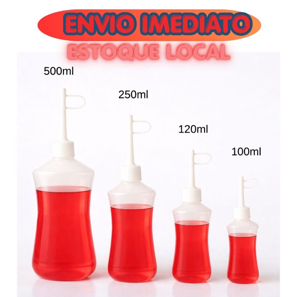 Almotolia Plástica Frasco Para Líquidos 100ml 120ml 250ml 500ml Pisseta Bico Reto
