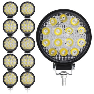 Farol De Milha 14leds 42w 12v/24v Redondo Off-road 6000k
