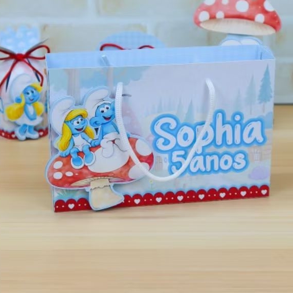 Kit lembrancinhas Festa Infantil Sacolinhas Personalizadas Os Smurfs Papelaria personalizada