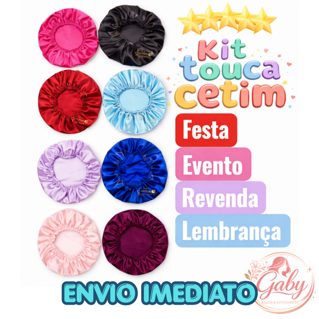 Touca de Cetim Para Dormir Anti Frizz Cabelo Cacheado e Liso Atacado Kit 12 24 36 50 Unidades