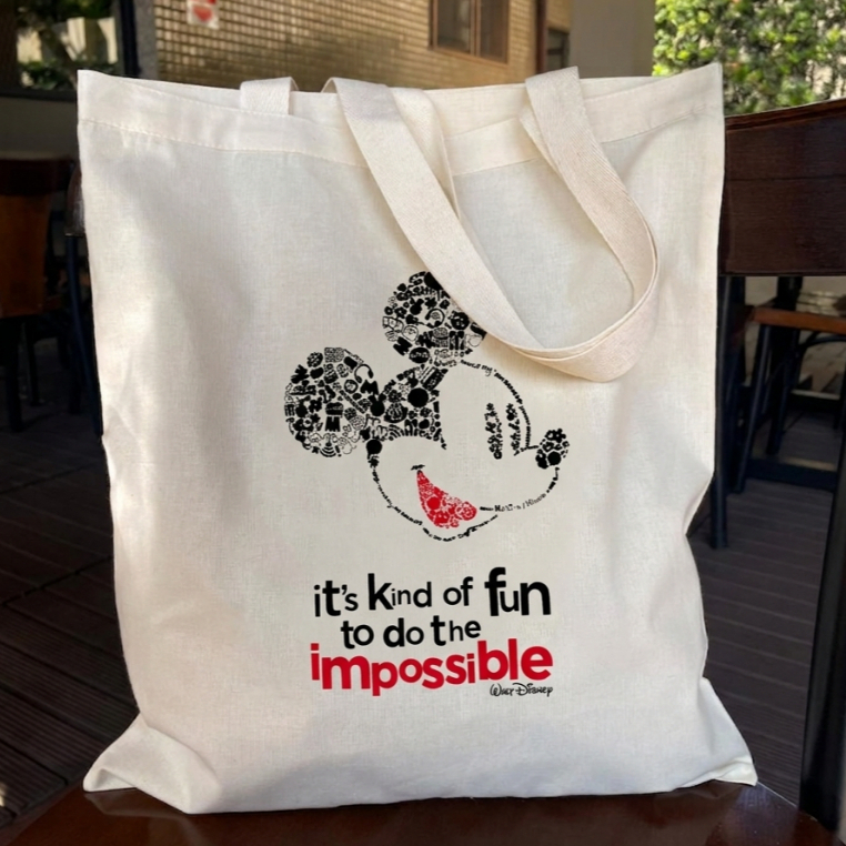 Ecobag Bolsa em Algodão Cru Mickey Detalhes ecobag personalizada