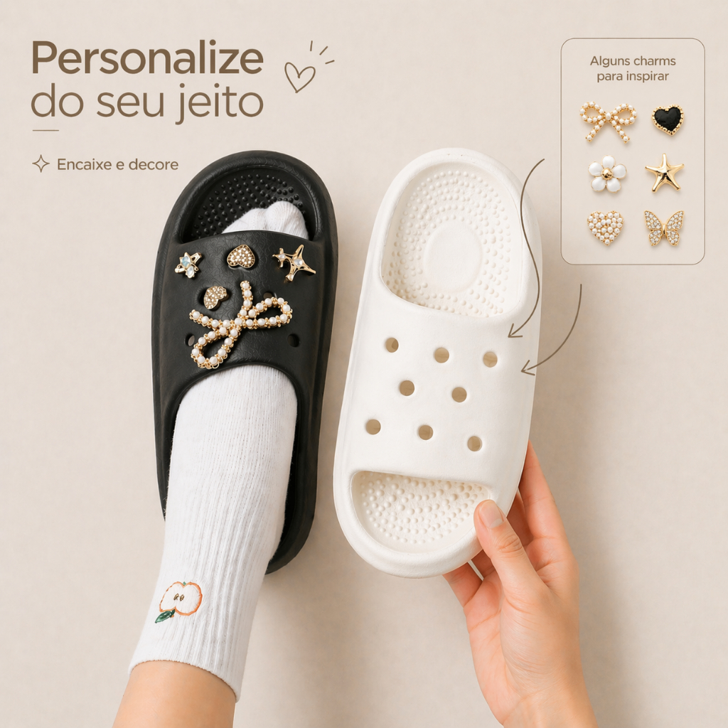 Chinelo Unissex em EVA, Respirável Vazado, Antiderrapante e Resistente, Customizável DIY, Uso Interno e Externo