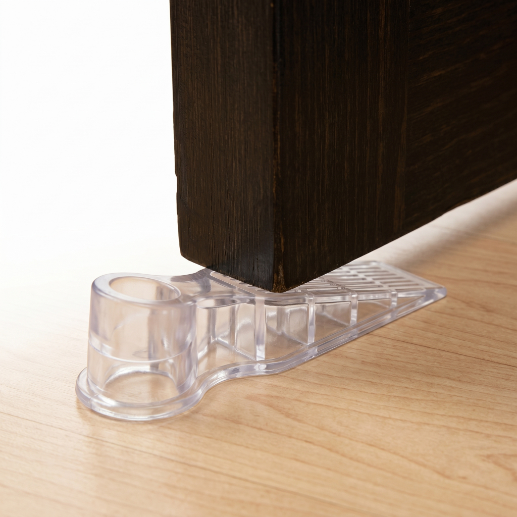 Aparador Peso De Porta Calço Silicone Trava Segura Prendedor Fixador Cunha Transparente Antivento Protetor Batente