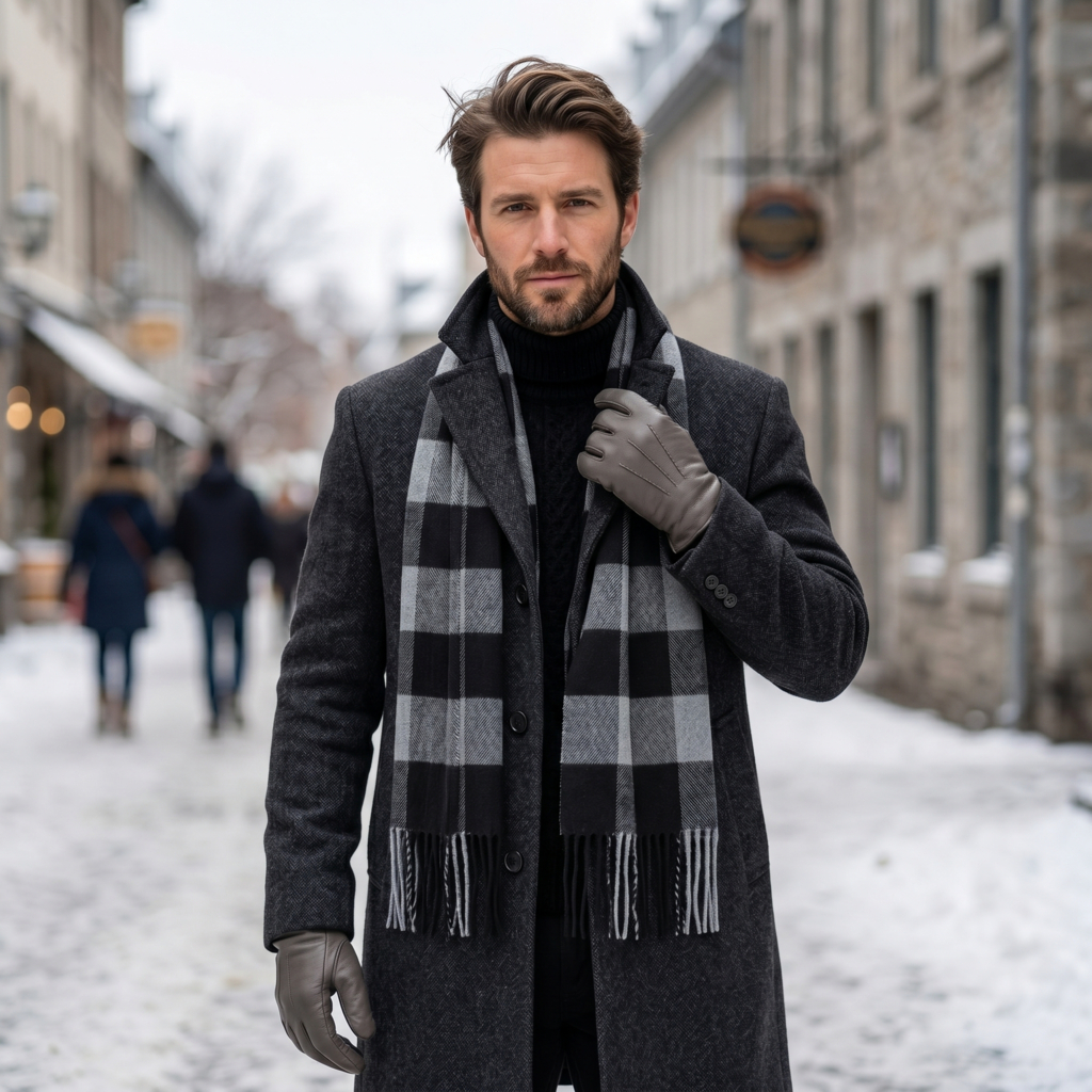 Lenço Cachecol Longo Masculino Quente Fashion Inverno Cachecol Comprido Xadrez FXL8135-A