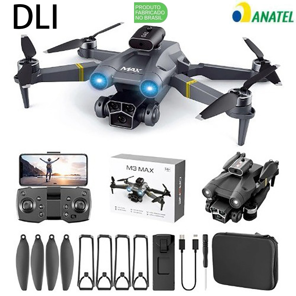 DLI Nova Drone M3max Dual Camera com Motor Sem Escovas Drone Profissional com Wifi Controle Remoto