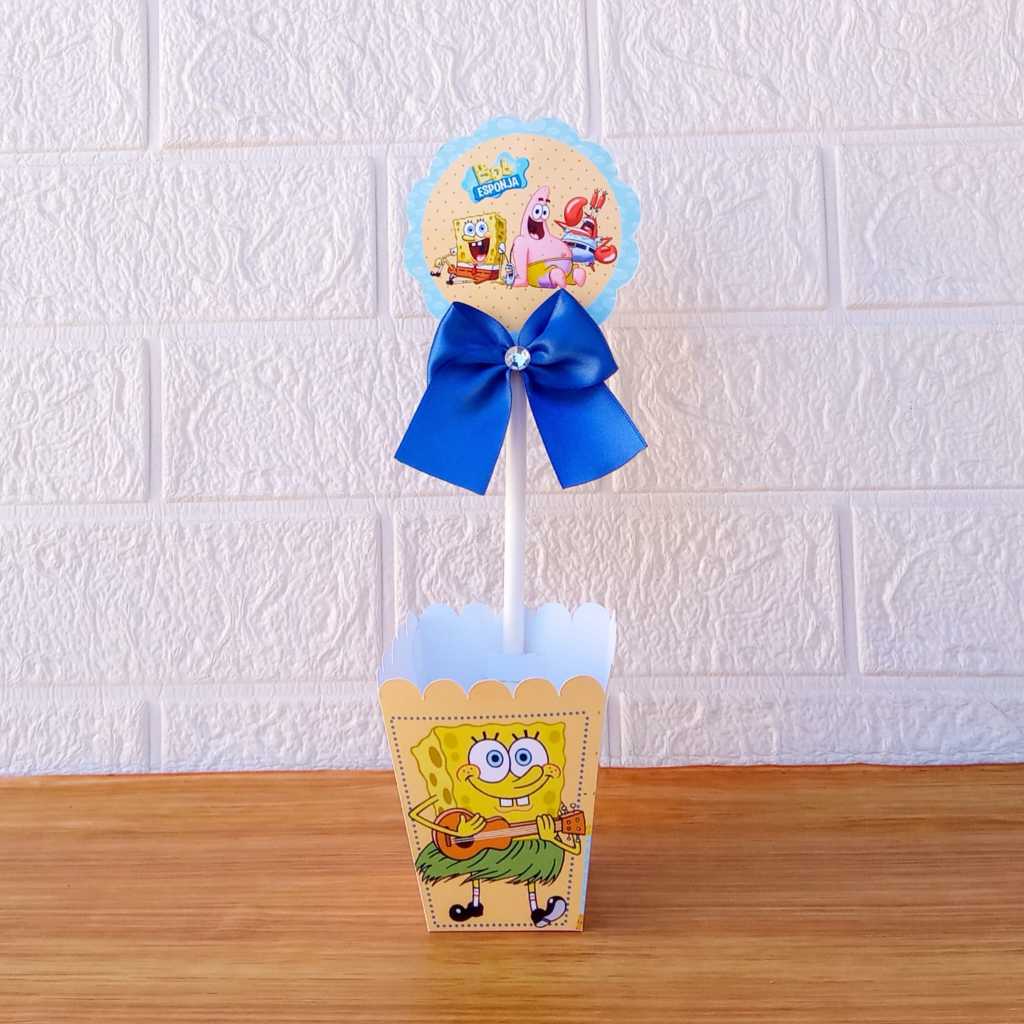 Centro de Mesa Personalizada - Cachepô - Semi-Montadas - Lembrancinha para Festas - Bob Esponja
