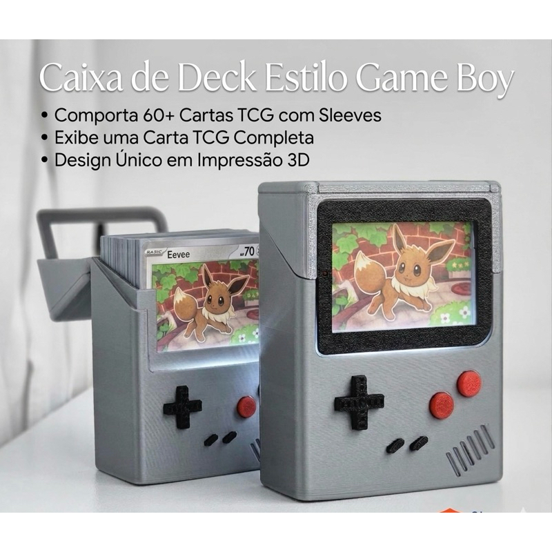 Deck Box TCG Game Boy Pokémon | Até 60 Cartas Trava Reforçada Organizador, box, games, jogos, carta, Pokemon