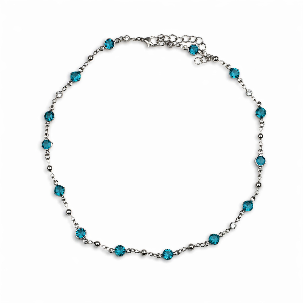 Colar Feminino Choker com Pedras Azuis – Delicado e Sofisticado colar feminino, choker delicada, colar azul, colar elega