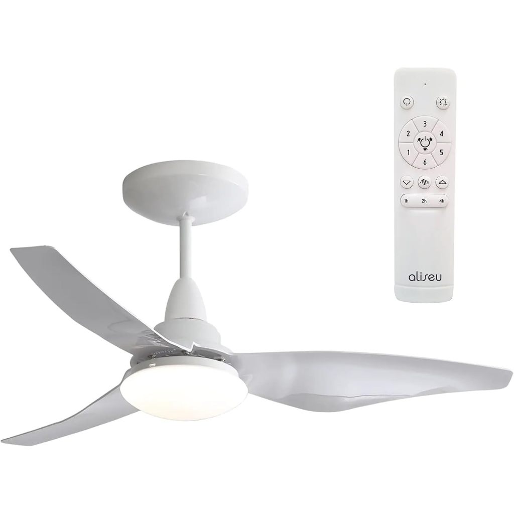 Ventilador De Teto Aliseu Taurus Branco Bivolt Com Motor Inverter, 3 Pás, Diâmetro de 81 Cm e Led Integrada