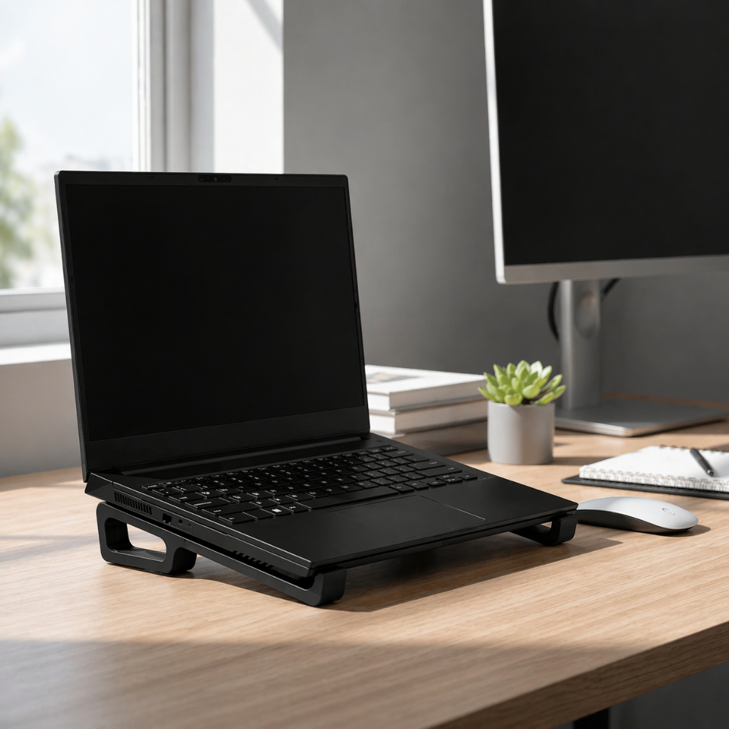 Suporte Base Notebook Mesa Portátil Ergonômico Laptop Inclinado Preto Branco Plástico Durável