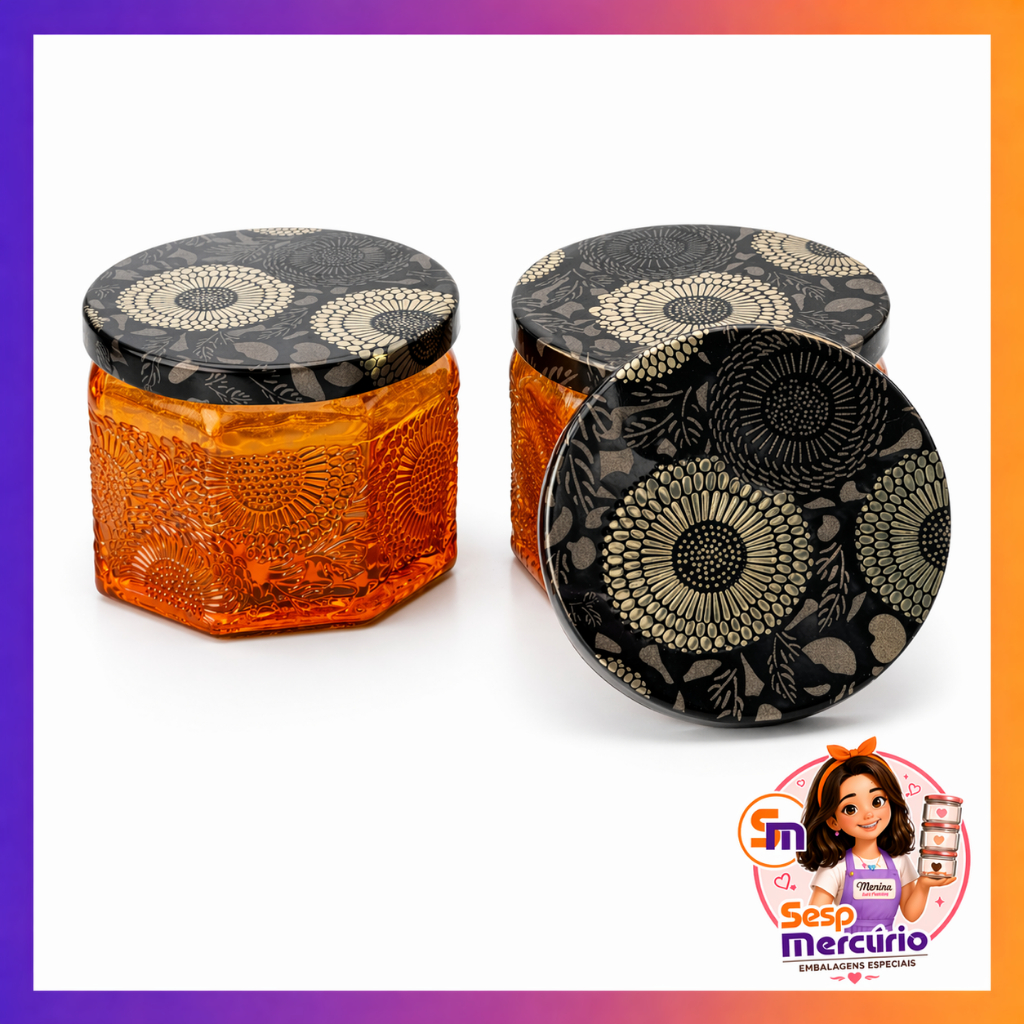 Kit 4 Potes de Vidro 100ml Tampa Metálica para Velas Artesanais  Vidro Texturizado Ambar