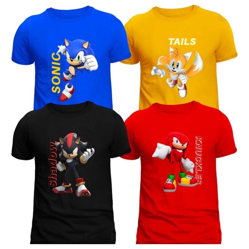 Camiseta Infantil Tematica Personagens 100% Algodão Sonic Camisa Manga Curta Estampa Sonic