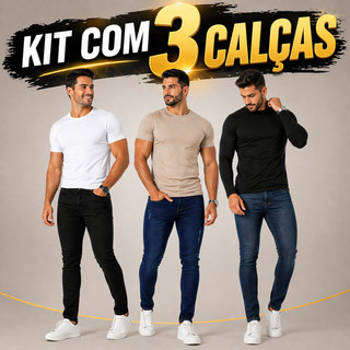 Combo 3 Calças Jeans Masculina slim com Elastano