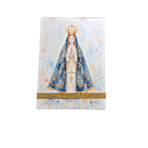 Kit Inspiração Bloquinho Artesanal Capa Dura A7 Floral com Acessório de Fé e Oração