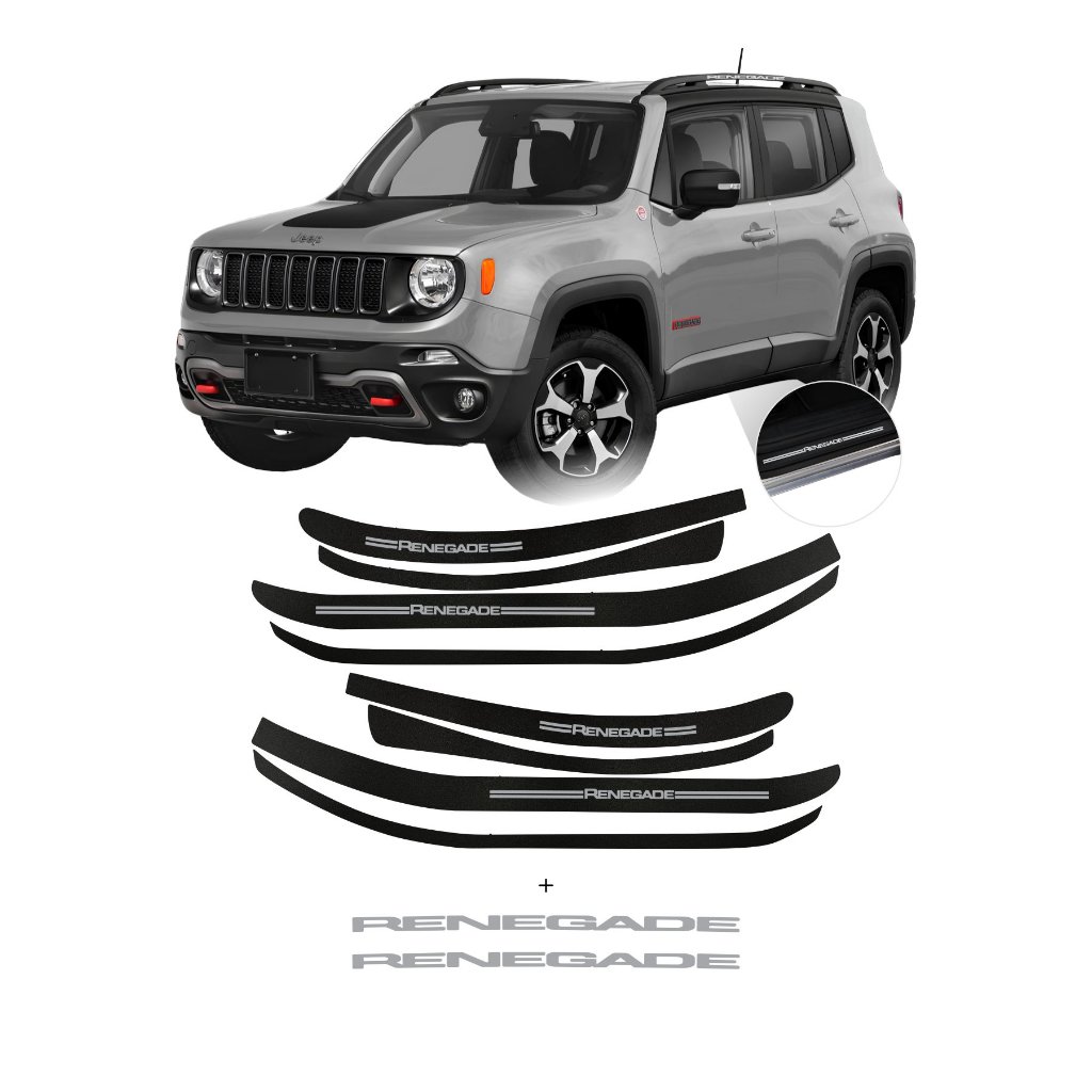 Kit Soleiras Protetoras Portas + Adesivo Longarina Jeep Renegade