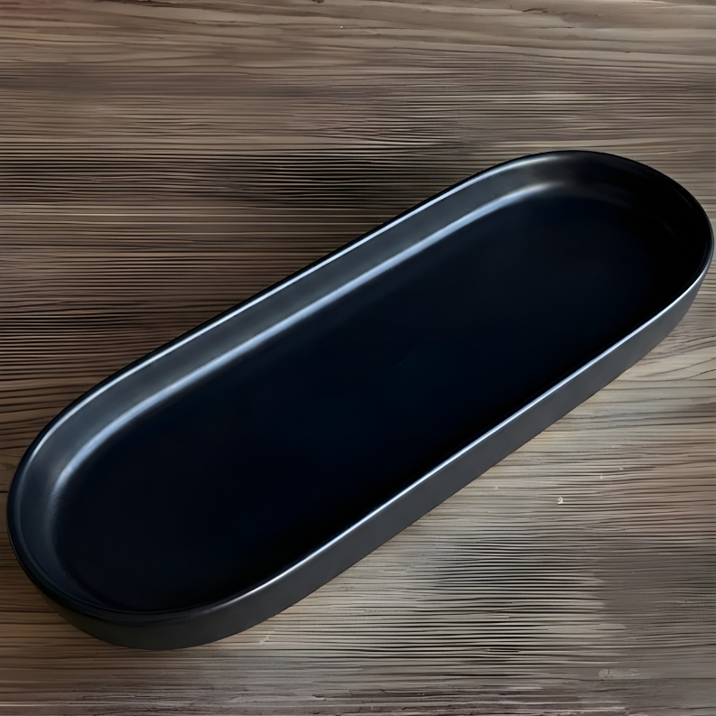 Bandeja Organizadora Oval P/ Penteadeira Ceramica Esmaltada para Banheiro e Lavabo