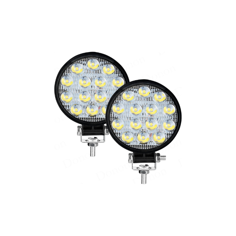 Kit 2 Farol Led Redondo Milha 42w 14 Leds Carro Jeep 12v/24v