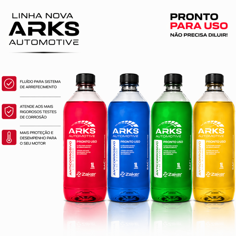 Fluido Arrefecimento 1L ARKS Tecnologia Premium Aditivo Automotivo Radiador Carro Moto