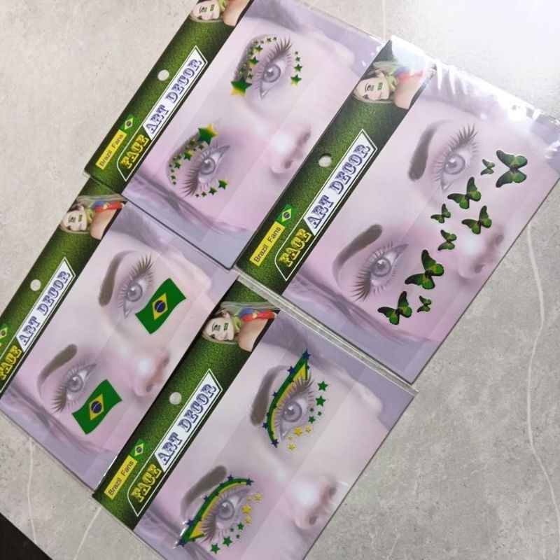 Adesivo facial Copa do mundo Brasil,maquiagem festa temática