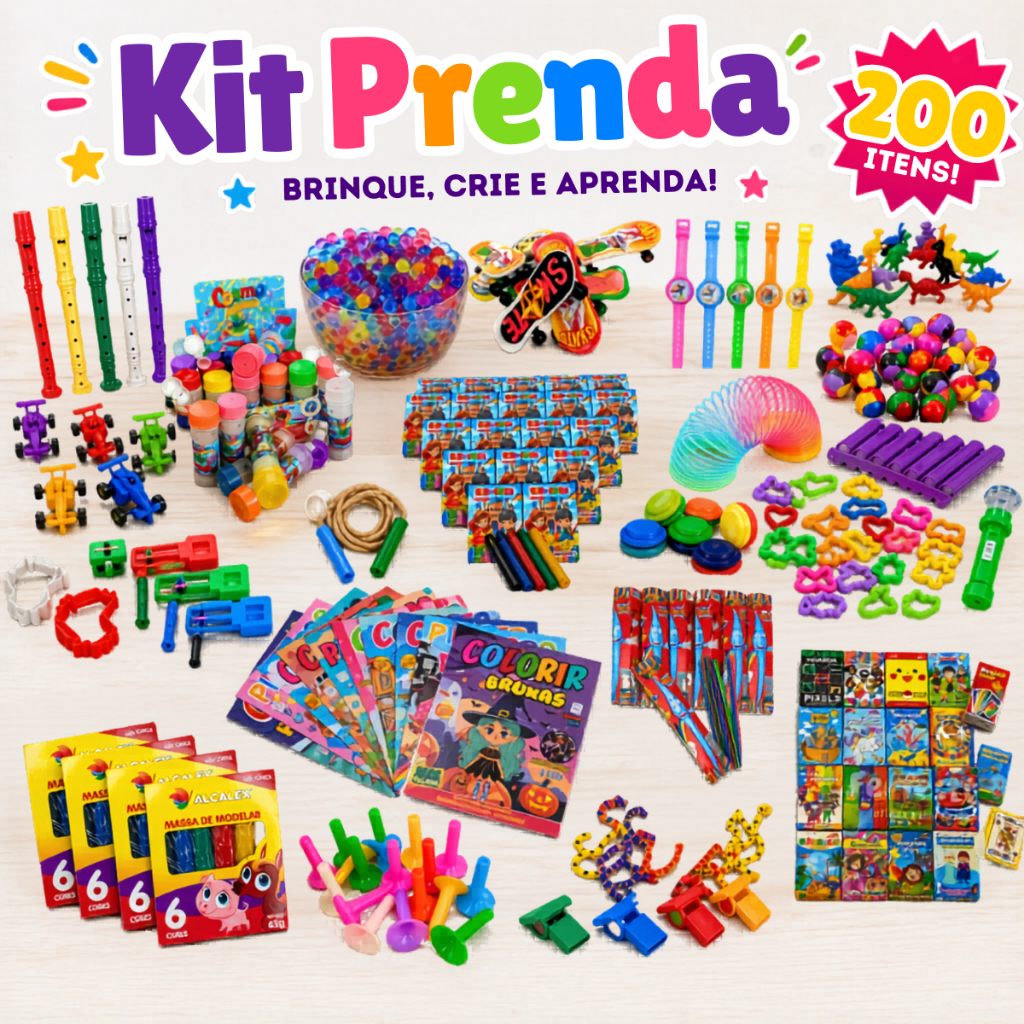 Kit 200 Prenda Brinquedo Infantil p/ Kit Festa Lembrancinha Dia das Crianças Festa Junina