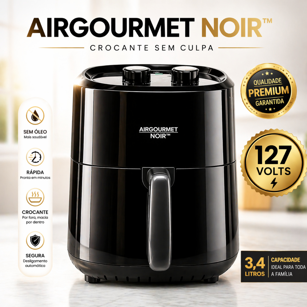 Fritadeira Sem Óleo 3.4 Litros Air Fryer 127V · Preta Compacta Cozinha Saudável Rápida Antiaderente