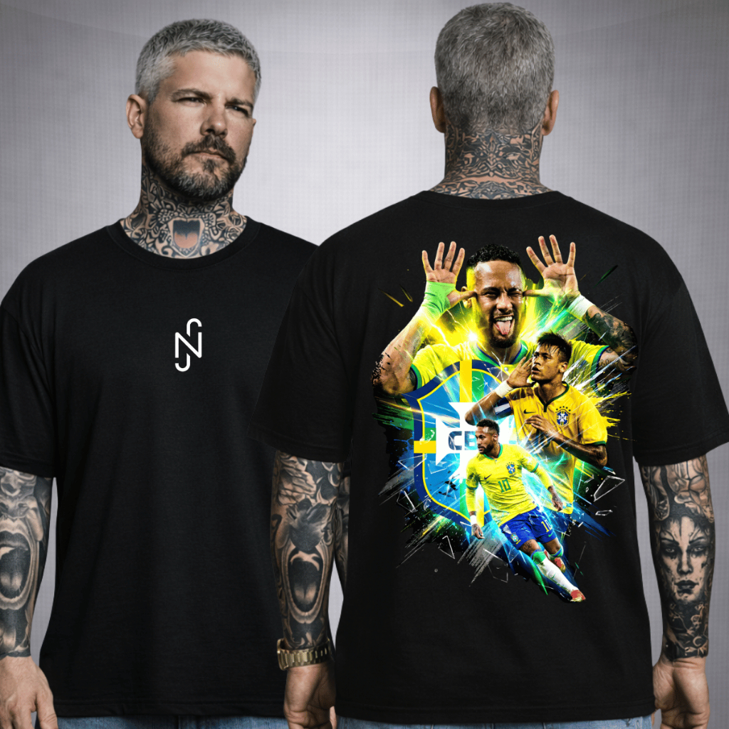 Camiseta Masculina Estampa Cristiano Ronaldo Neymar Junior Menino Ney Robozão Goat