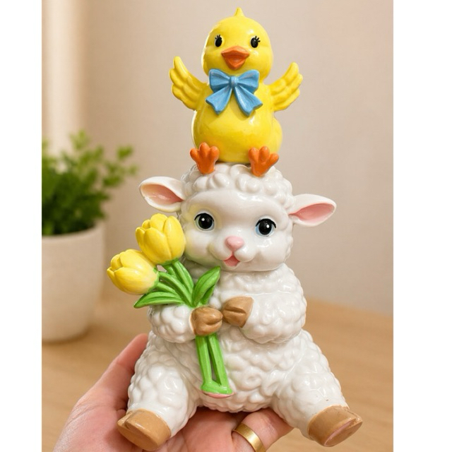 Cordeirinho com patinho | Decoração Cristã | Cordeiro de Deus