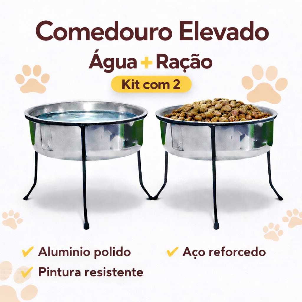 Comedouro ou Bebedouro Pet ,Pote, Vasilha Elevado Para Cachorros e Gatos (Kit 2 unid)