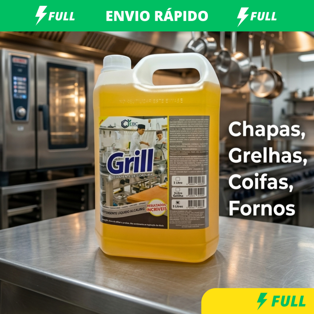 Limpa Grill e Chapas Profissional EBC - 1L ou 5L - Desengordurante Pesado para Coifas, Fornos e Grelhas