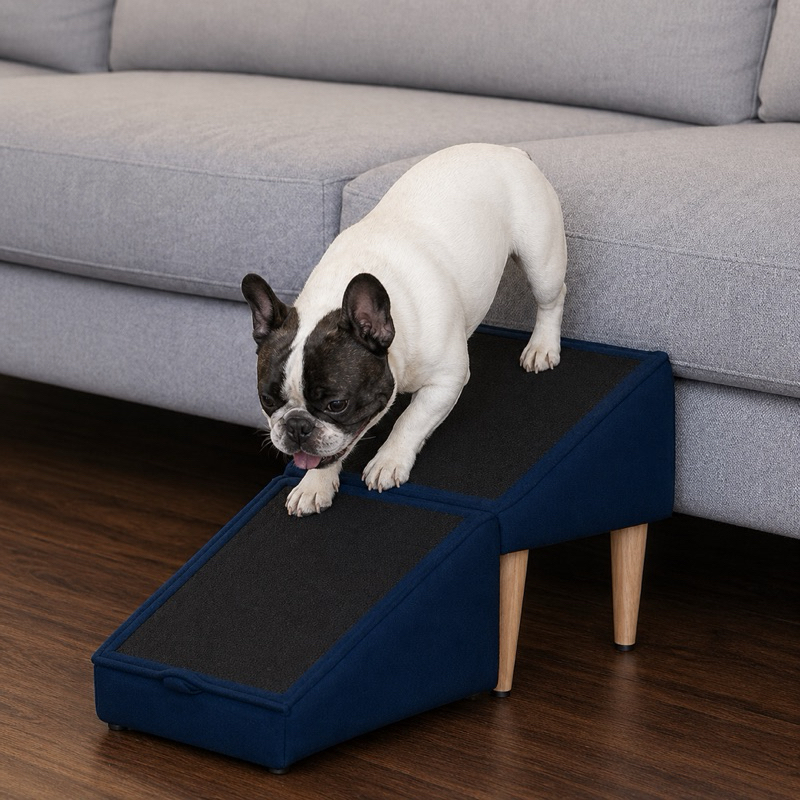 pufe vira Rampa Pet multifuncional com Carpete Pets gato cachorro pés madeira maciça