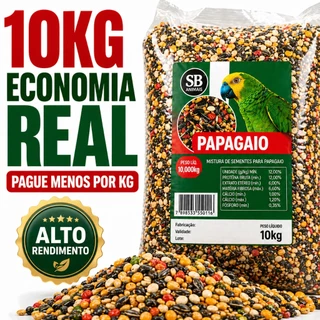 Ração Papagaio 10kg Mistura Premium com Sementes Frutas Energia Vitalidade Uso Diário Econômico