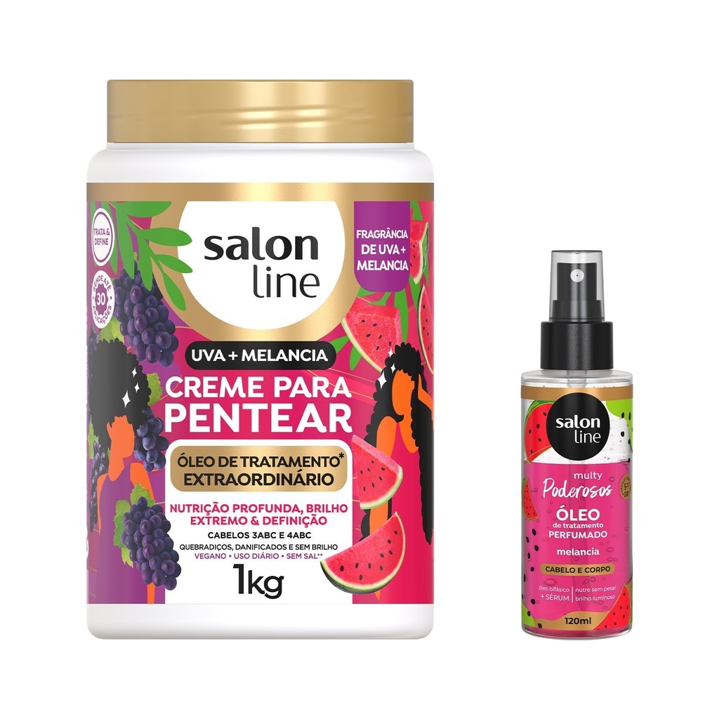 Kit Nutrição com Creme para Pentear Uva+Melancia e Óleo Perfumado Melancia