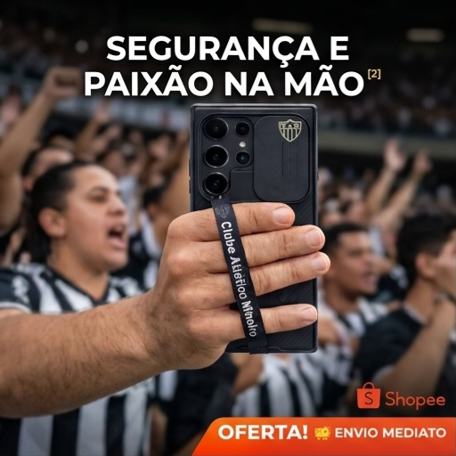 Fita Salva Celular Atlético Mineiro Galo Suporte Segurança Anti Queda Para Celular Com Adesivo Resinado Grátis '