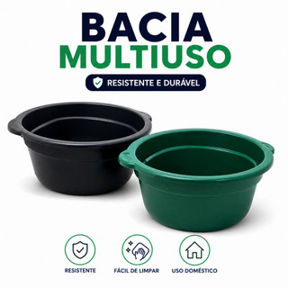 🧺  Bacia 35L Resistente Multiuso Alta Durabilidade Preta ou Verde