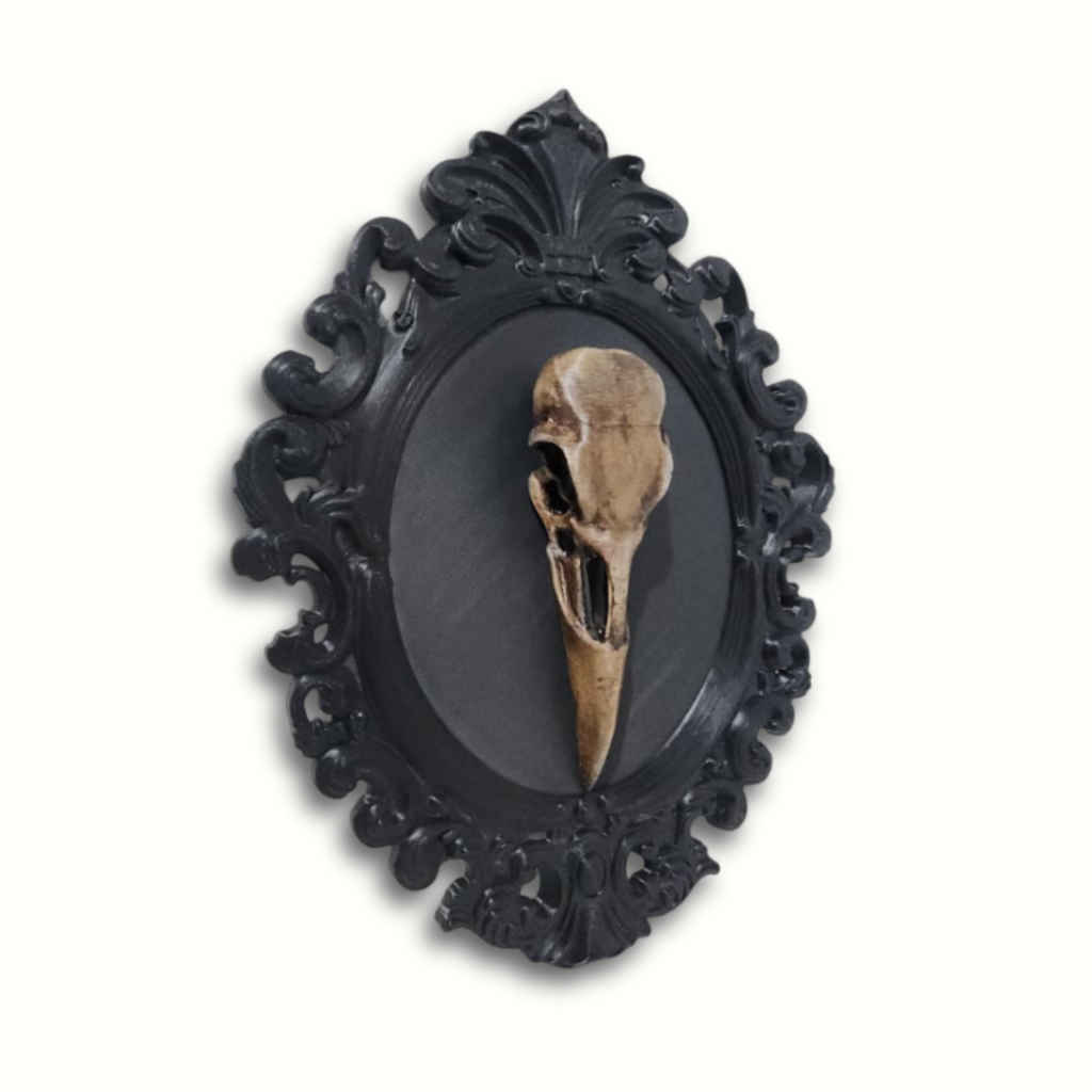 Quadro Gótico Decorativo - Crânio de Corvo em Tamanho Real