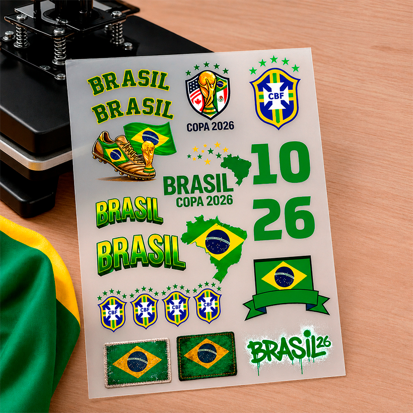 Kit Apliques Termocolantes Copa do Mundo 2026 - DTF Premium para Roupas e Tecidos