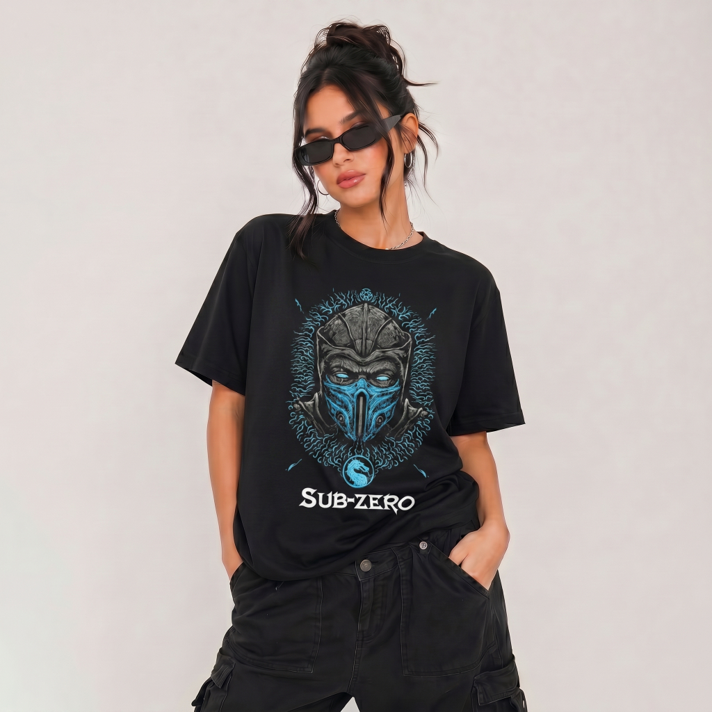 Camiseta Basica e Oversized T-shirt Mortal Kombat Reptile Sub-Zero Scorpion Filme Jogo Game Algodão