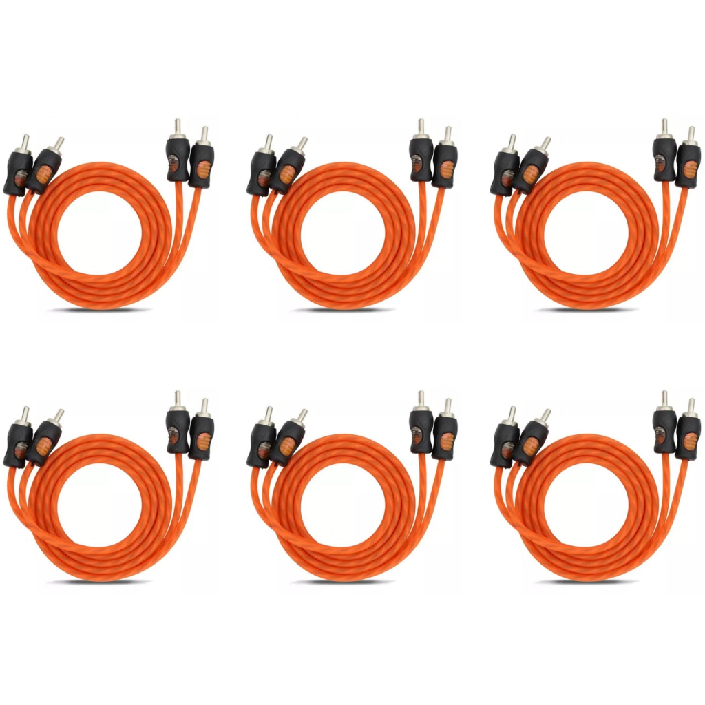 Kit 6 Cabo RCA 1 Metro Flexivel Laranja Marca KX3