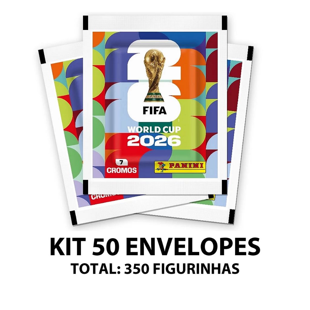 Kit 50 Envelopes de Figurinhas Panini Copa do Mundo 2026 Fifa World Cup