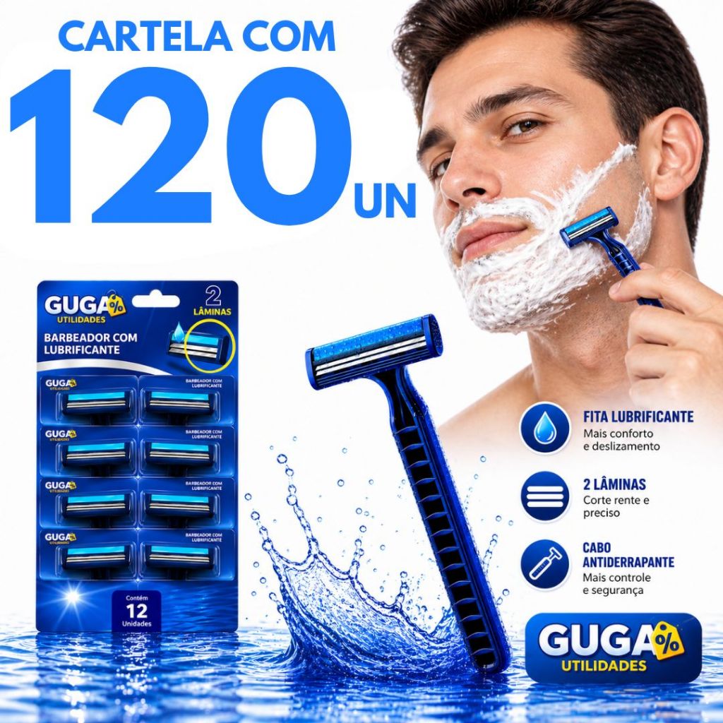 Jogo 120 Aparelho De Barbear Barbeador Descartável Com 2 lâmina Com Fita Lubrificante