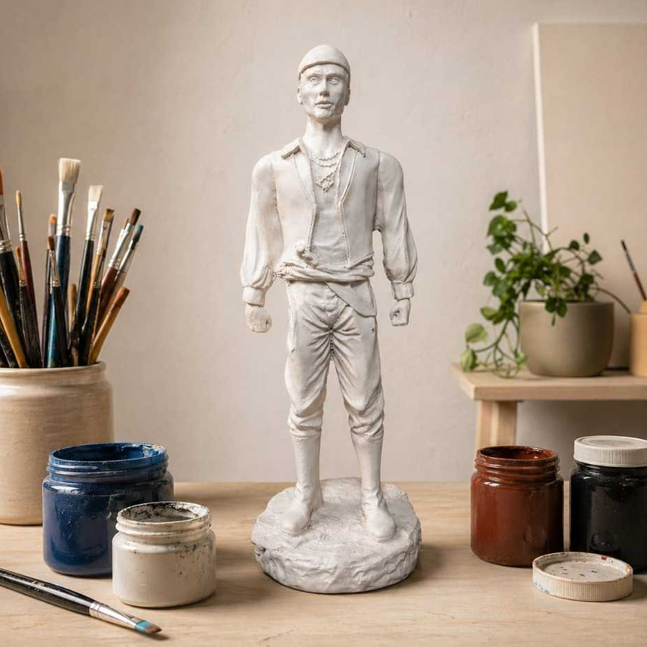 Imagem de Cigano em Resina 23cm – Peça Crua para Pintura, Artesanato e Decoração