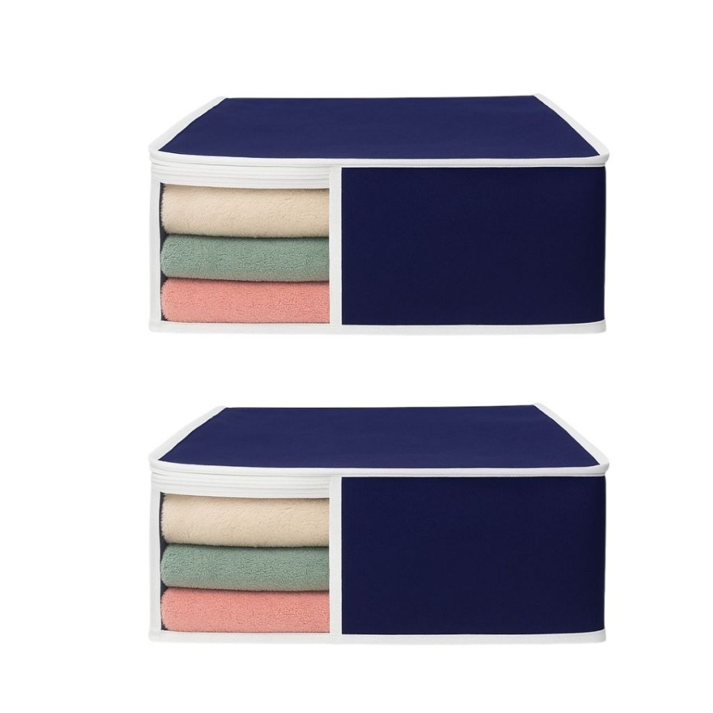 Organizador De Toalhas VB Home Em Nylon Azul Marinho 2 peças
